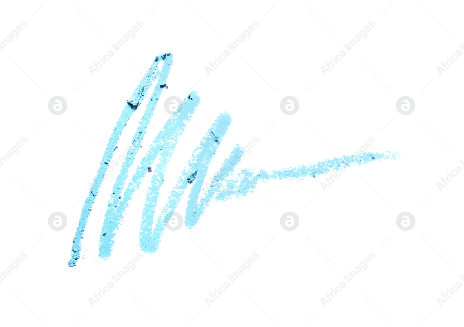 Light blue eye pencil strokes isolated on white, top view Photo of Light blue eye pencil strokes isolated on white, top view