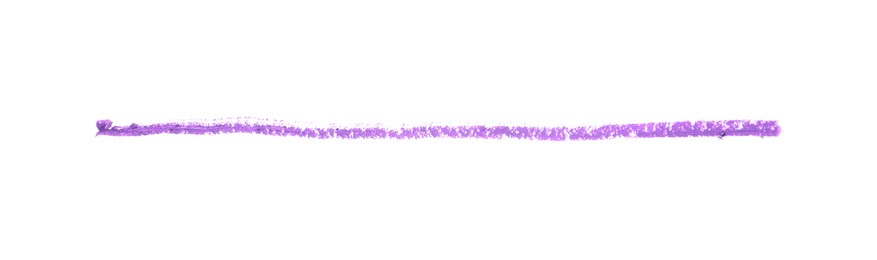 Photo of Purple eye pencil stroke isolated on white, top view
