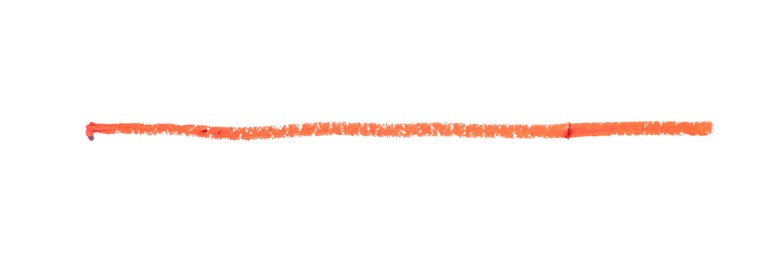 Photo of Orange eye pencil stroke isolated on white, top view
