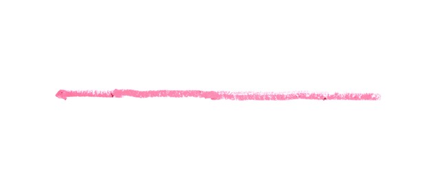 Photo of Pink eye pencil stroke isolated on white, top view