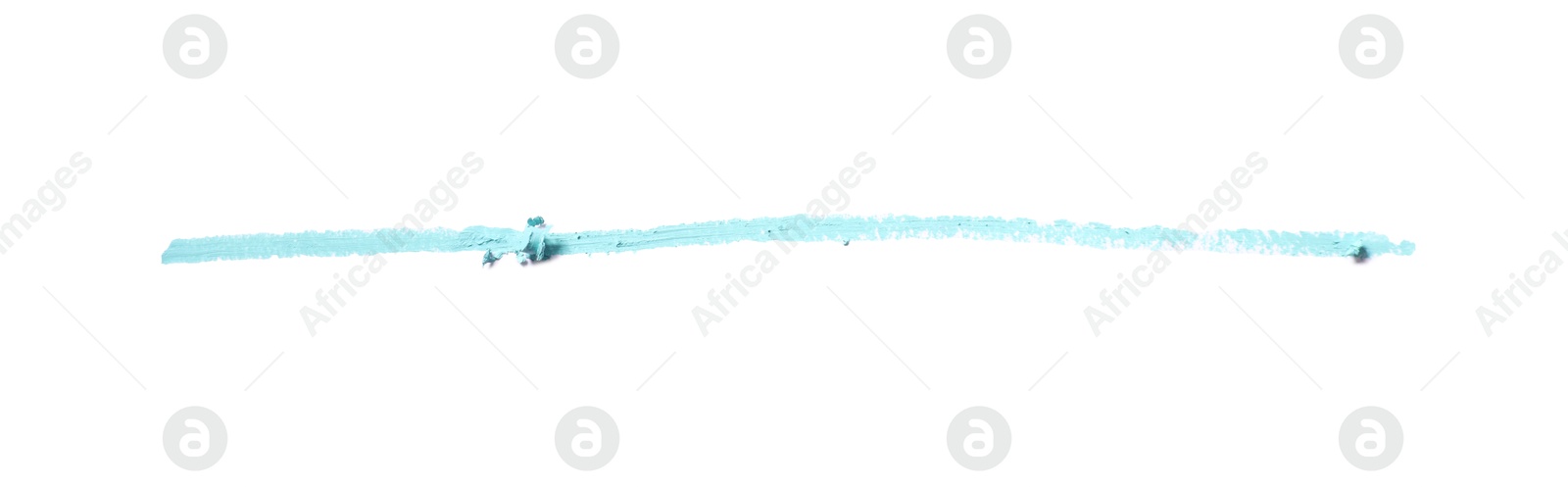Light blue eye pencil stroke isolated on white, top view Photo of Light blue eye pencil stroke isolated on white, top view