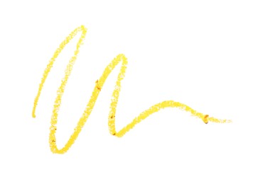 Photo of Yellow eye pencil strokes isolated on white, top view