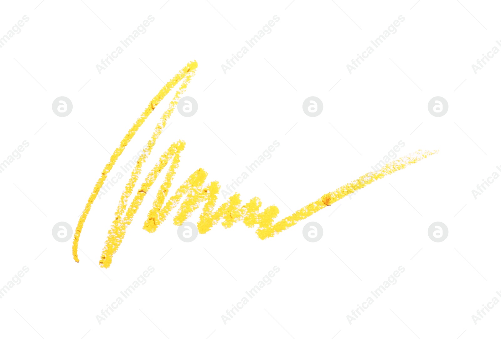 Yellow eye pencil strokes isolated on white, top view Photo of Yellow eye pencil strokes isolated on white, top view