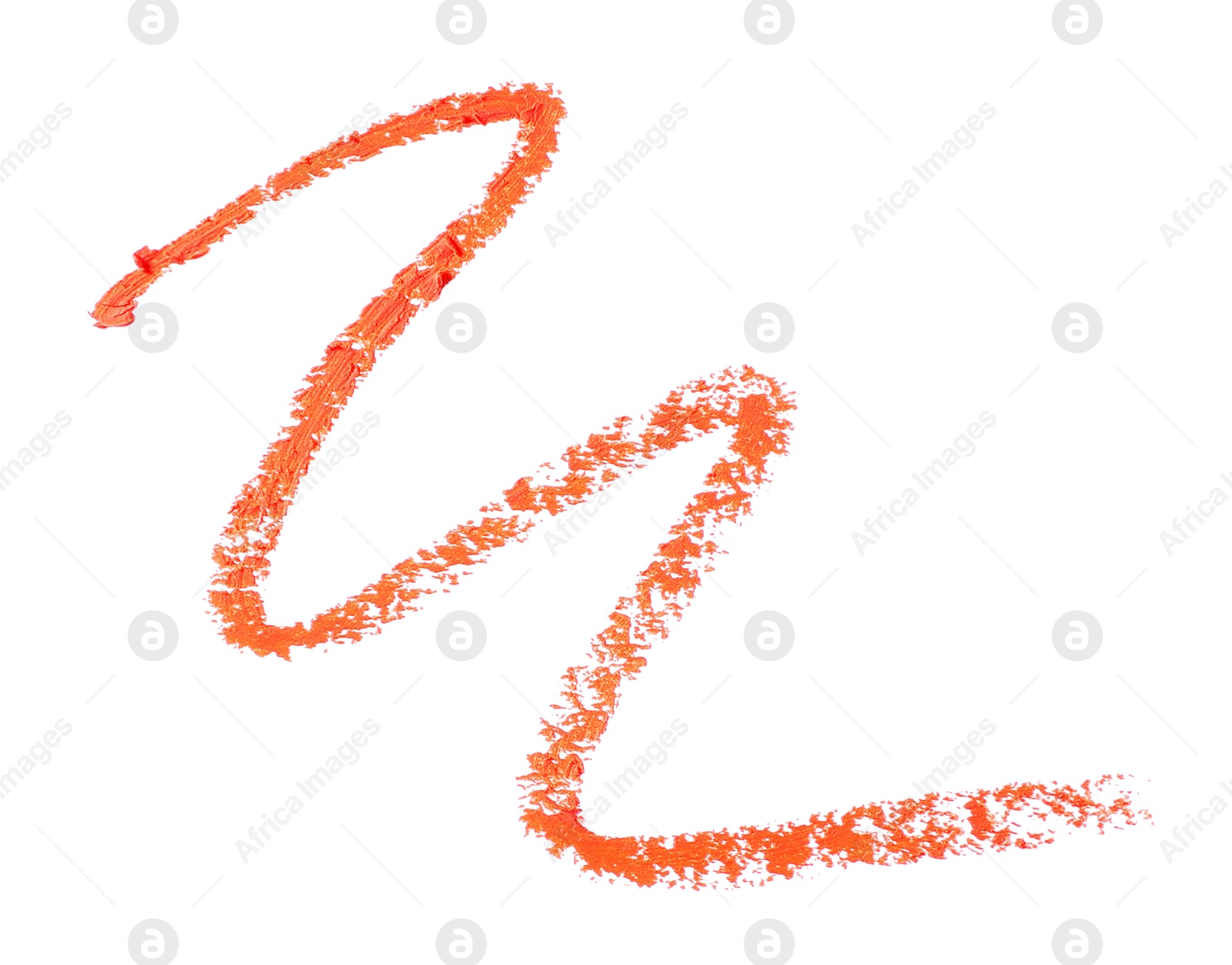 Orange eye pencil strokes isolated on white, top view Photo of Orange eye pencil strokes isolated on white, top view
