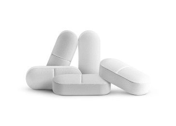 Image of Antibiotic pills. Oval tablets on white background