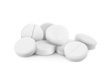 Image of Antibiotic pills. Round tablets on white background