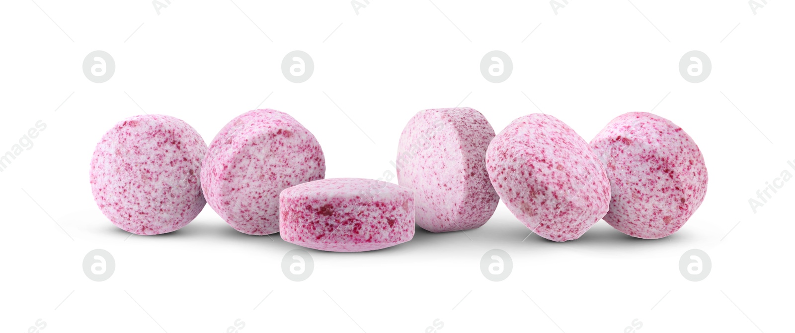 Antibiotic pills. Round pink tablets on white background Image of Antibiotic pills. Round pink tablets on white background
