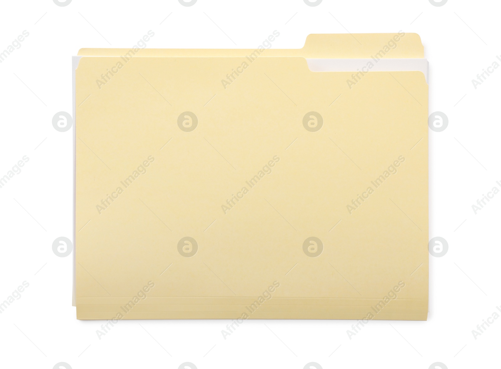 One paper file folder isolated on white, top view Photo of One paper file folder isolated on white, top view