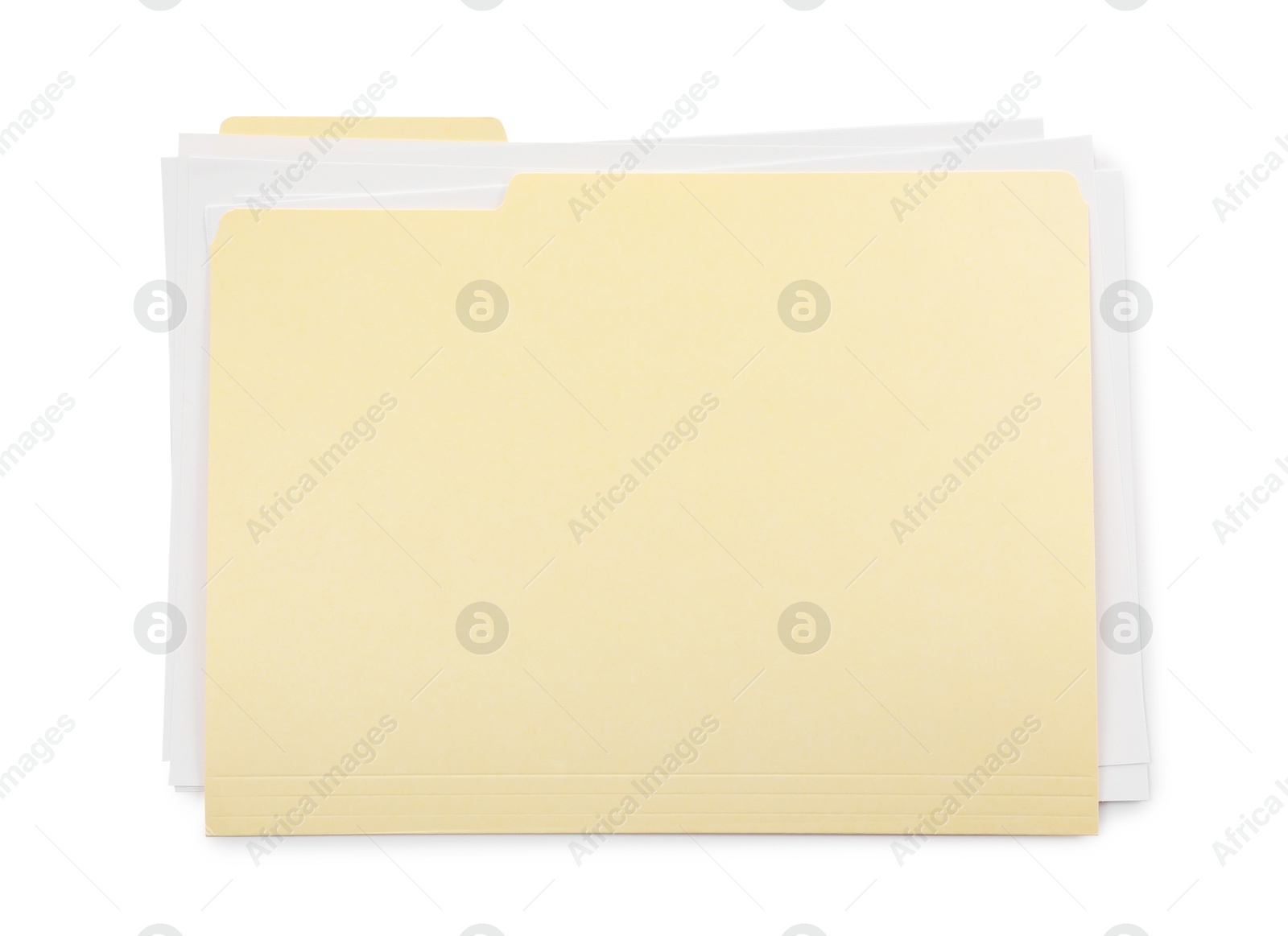 One paper file folder isolated on white, top view Photo of One paper file folder isolated on white, top view