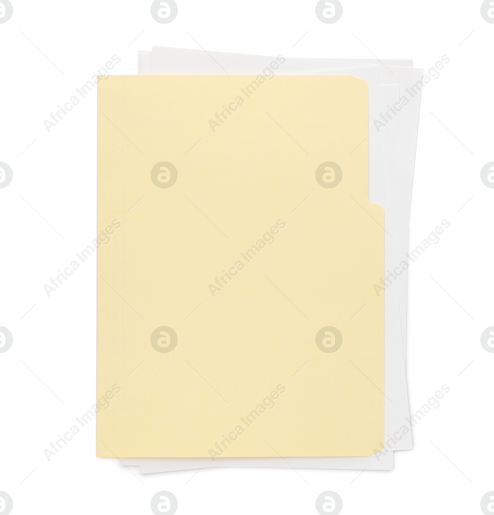 One paper file folder isolated on white, top view Photo of One paper file folder isolated on white, top view