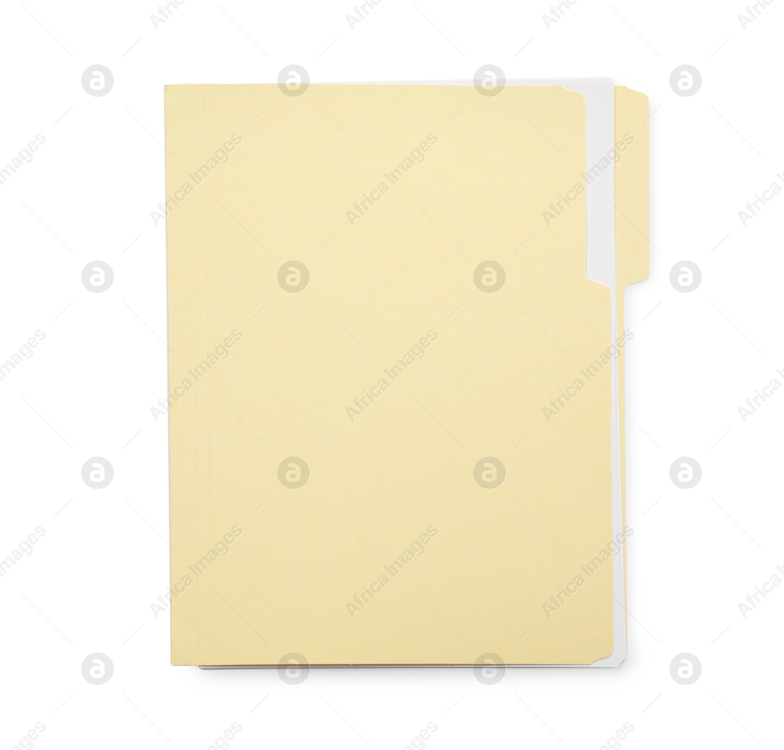 One paper file folder isolated on white, top view Photo of One paper file folder isolated on white, top view