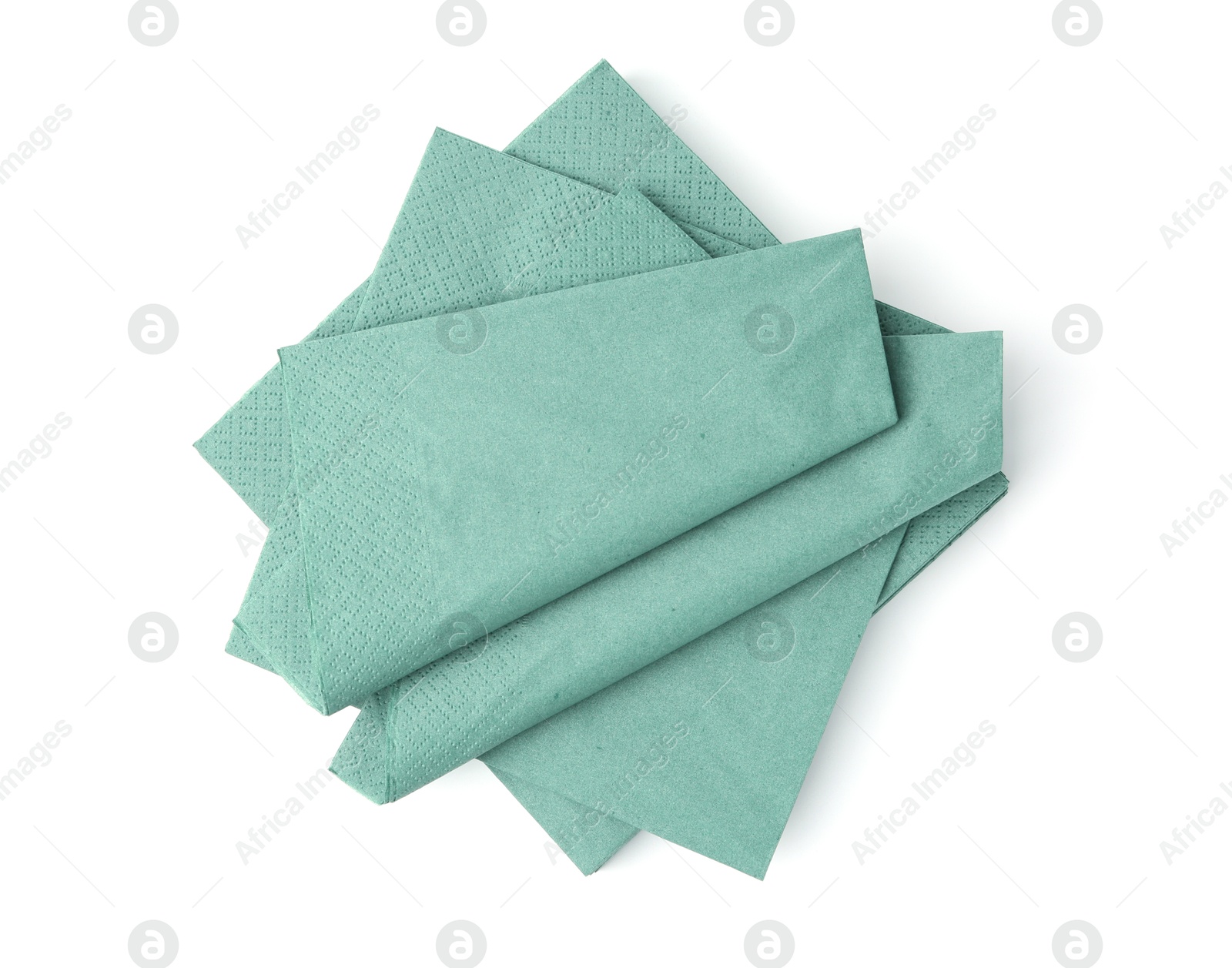 Many green paper handkerchiefs isolated on white, top view Photo of Many green paper handkerchiefs isolated on white, top view