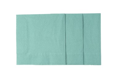 Photo of Green paper handkerchiefs isolated on white, top view