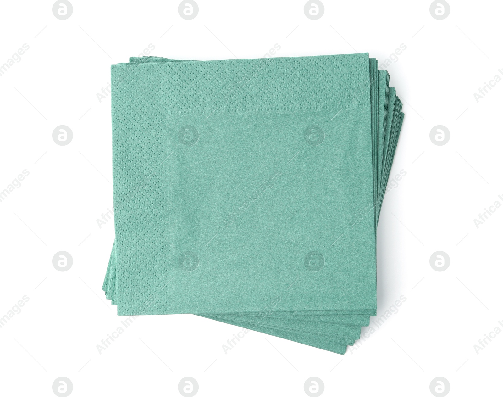 Many green paper handkerchiefs isolated on white, top view Photo of Many green paper handkerchiefs isolated on white, top view