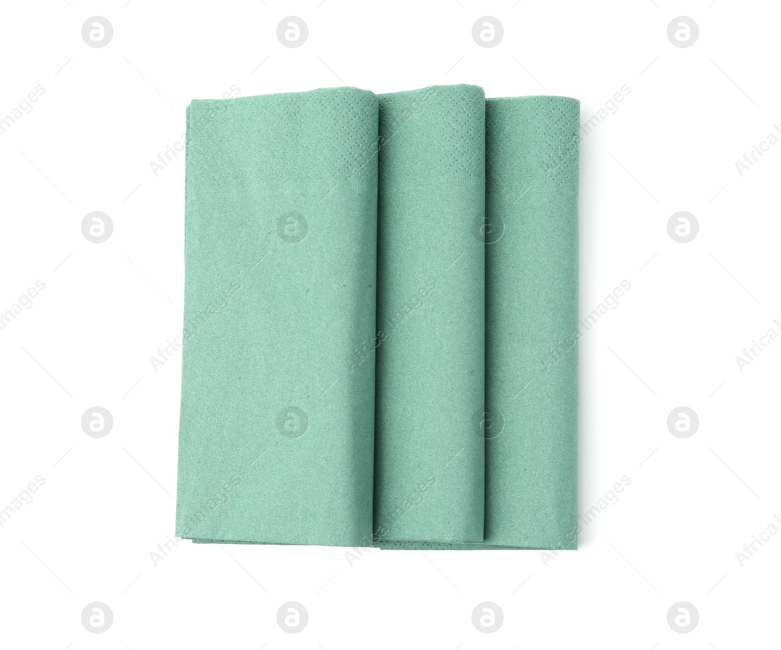 Green paper handkerchiefs isolated on white, top view Photo of Green paper handkerchiefs isolated on white, top view