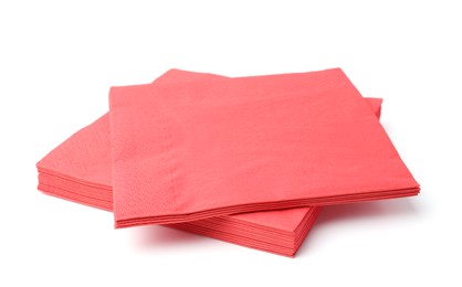 Photo of Many red paper handkerchiefs isolated on white