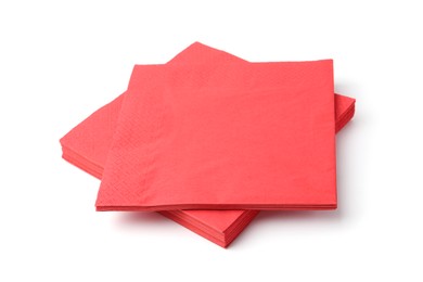 Photo of Many red paper handkerchiefs isolated on white