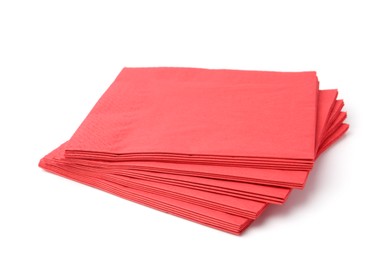 Photo of Many red paper handkerchiefs isolated on white