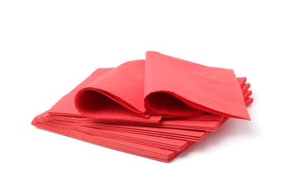 Photo of Many red paper handkerchiefs isolated on white