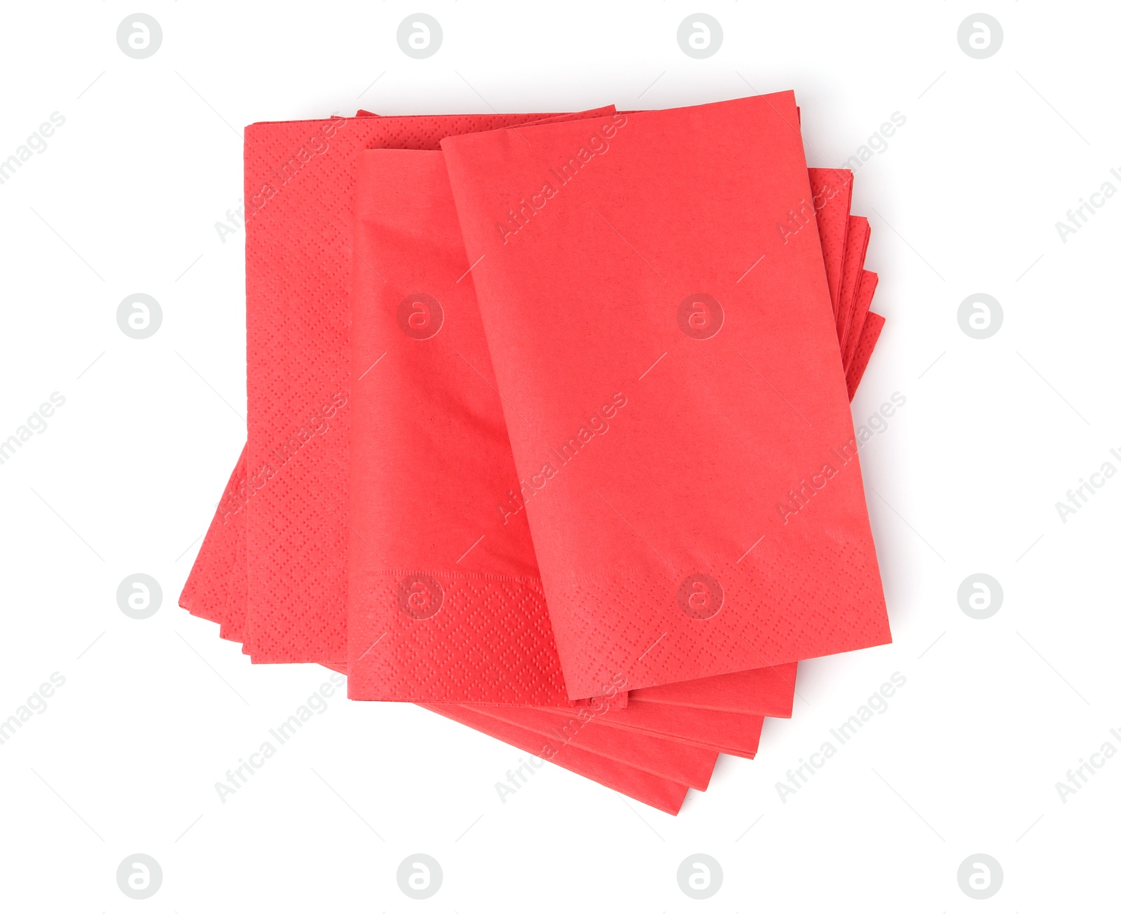Red paper handkerchiefs isolated on white, top view Photo of Red paper handkerchiefs isolated on white, top view