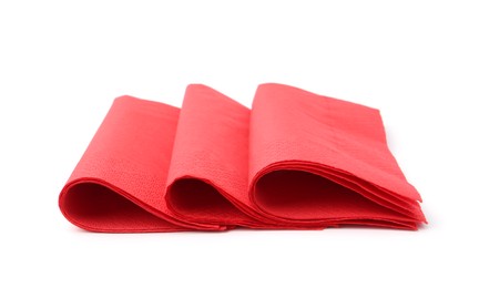 Photo of Many red paper handkerchiefs isolated on white