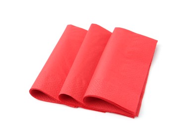 Photo of Many red paper handkerchiefs isolated on white