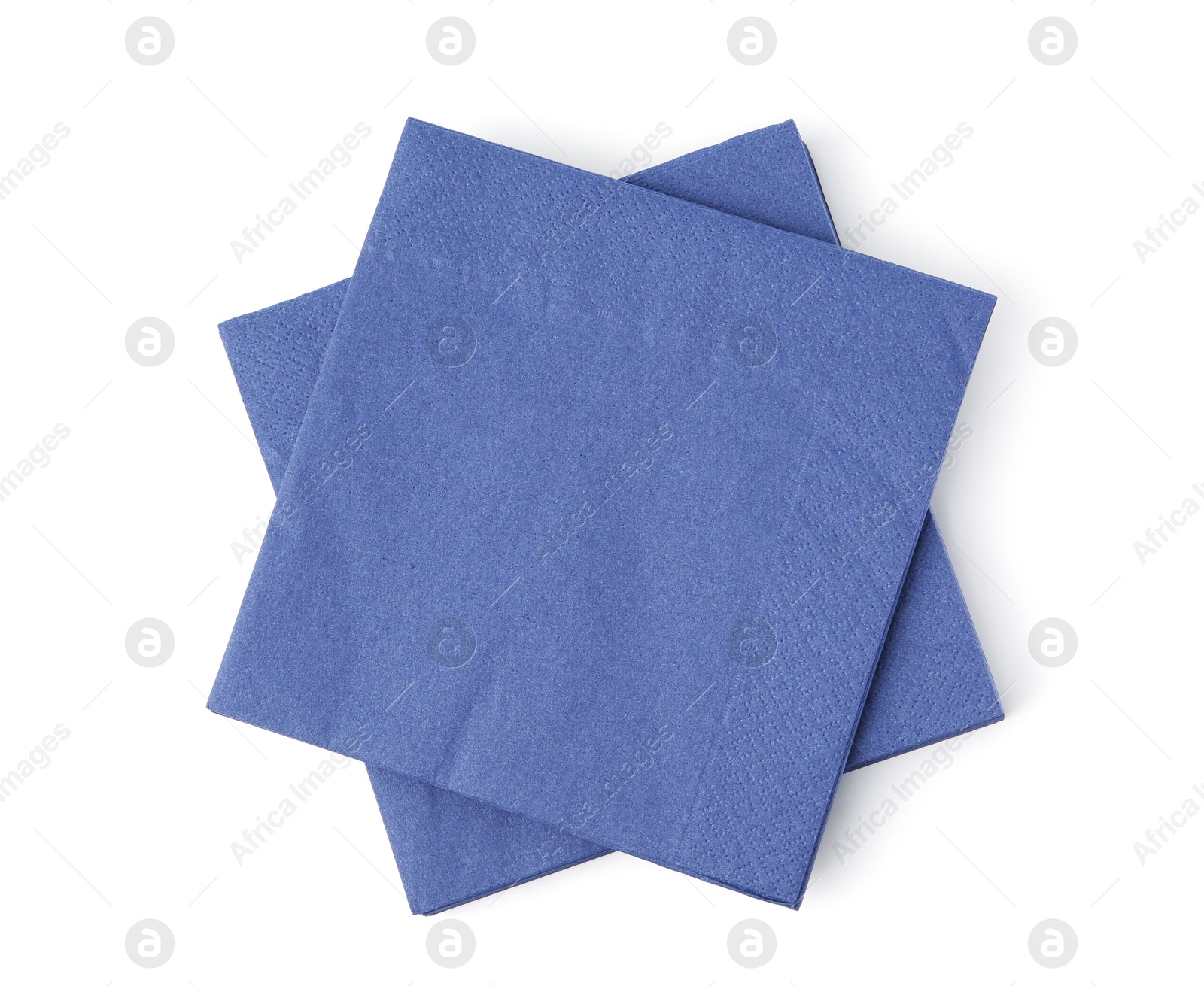 Many blue paper handkerchiefs isolated on white, top view Photo of Many blue paper handkerchiefs isolated on white, top view