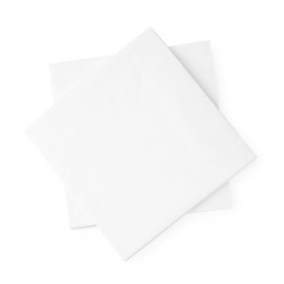 Photo of Stack of paper handkerchiefs isolated on white, top view