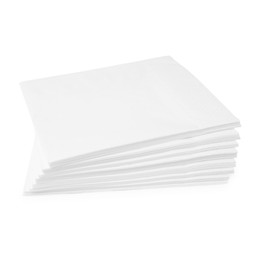Photo of Stack of paper handkerchiefs isolated on white