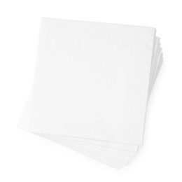 Photo of Stack of paper handkerchiefs isolated on white, top view