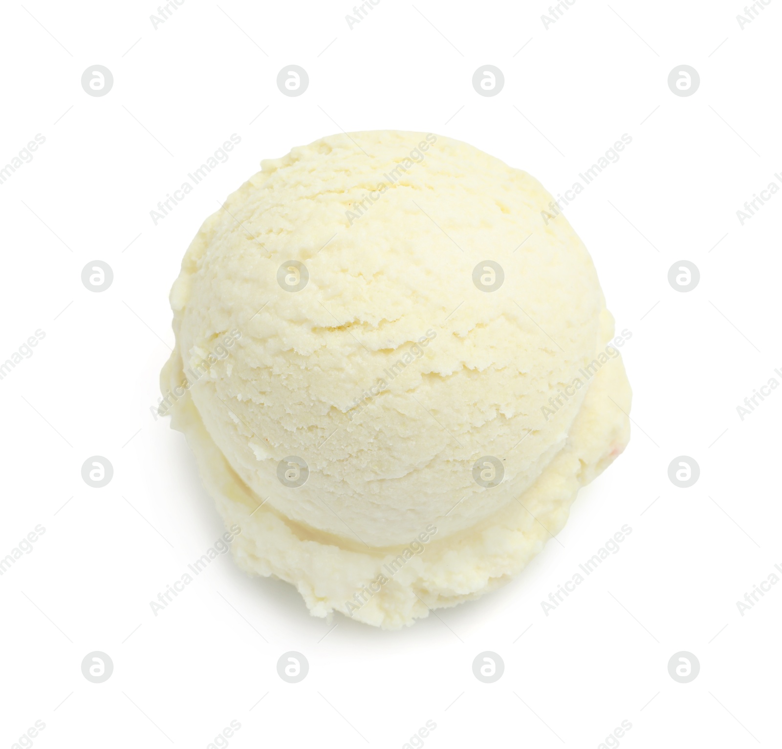 One scoop of delicious ice cream on white background, above view Photo of One scoop of delicious ice cream on white background, above view
