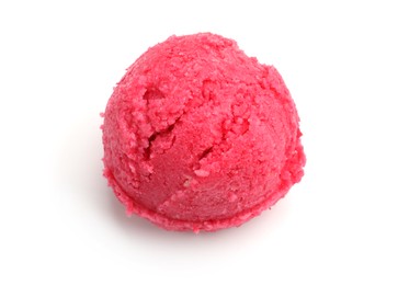Photo of One scoop of delicious ice cream on white background