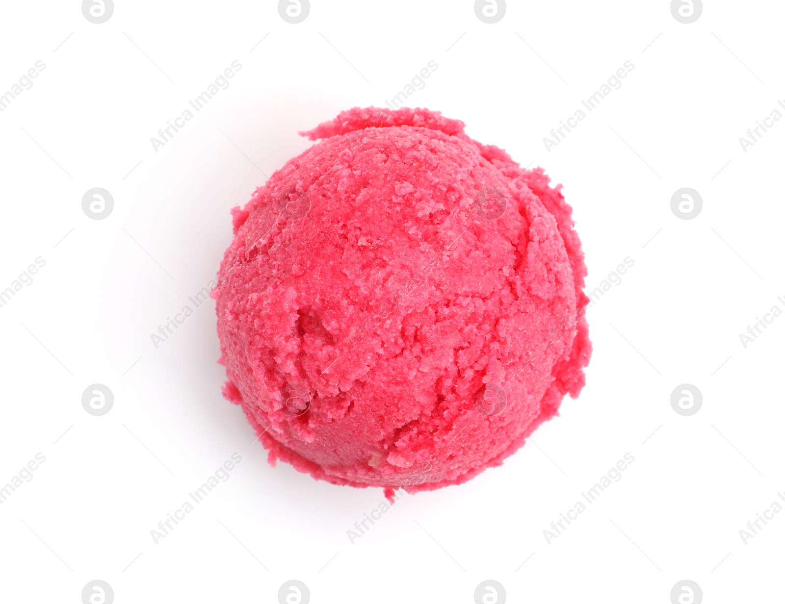 One scoop of delicious ice cream on white background, top view Photo of One scoop of delicious ice cream on white background, top view