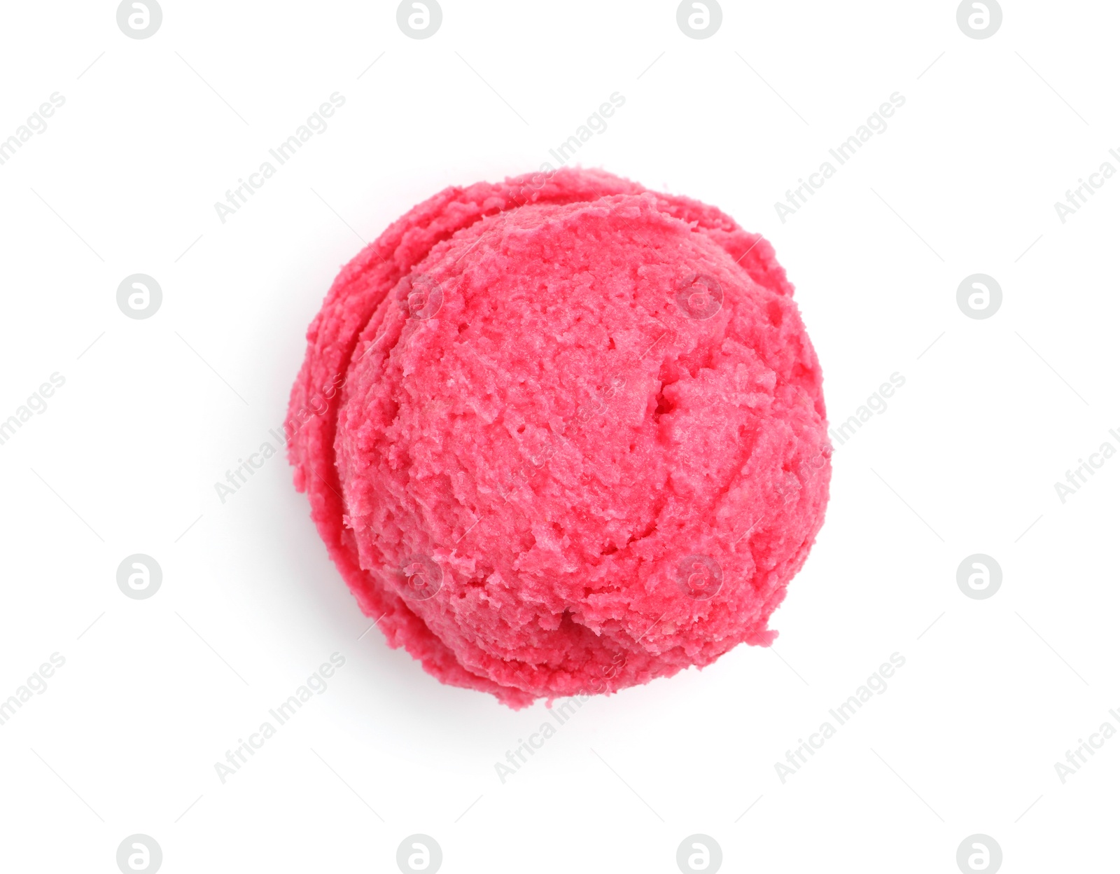 One scoop of delicious ice cream on white background, top view Photo of One scoop of delicious ice cream on white background, top view