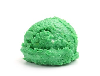 Photo of One scoop of delicious ice cream on white background