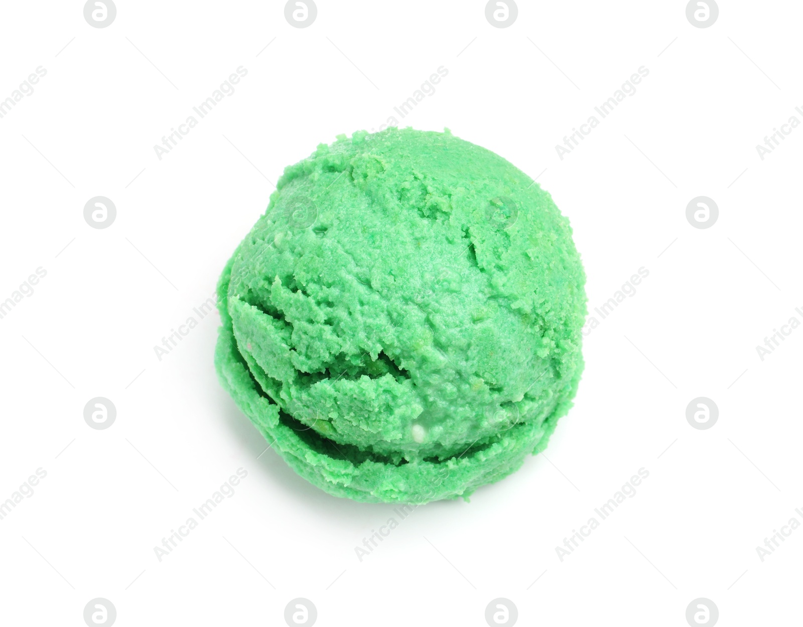 One scoop of delicious ice cream on white background, above view Photo of One scoop of delicious ice cream on white background, above view