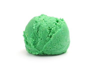 Photo of One scoop of delicious ice cream on white background