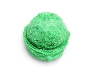 Photo of One scoop of delicious ice cream on white background