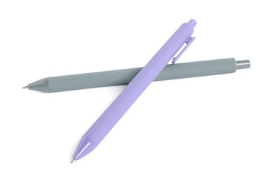 Photo of Stylish pens isolated on white. Office supply