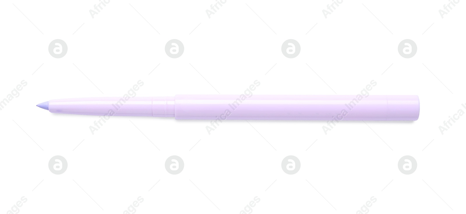 Lilac twist up eye pencil isolated on white, top view Photo of Lilac twist up eye pencil isolated on white, top view