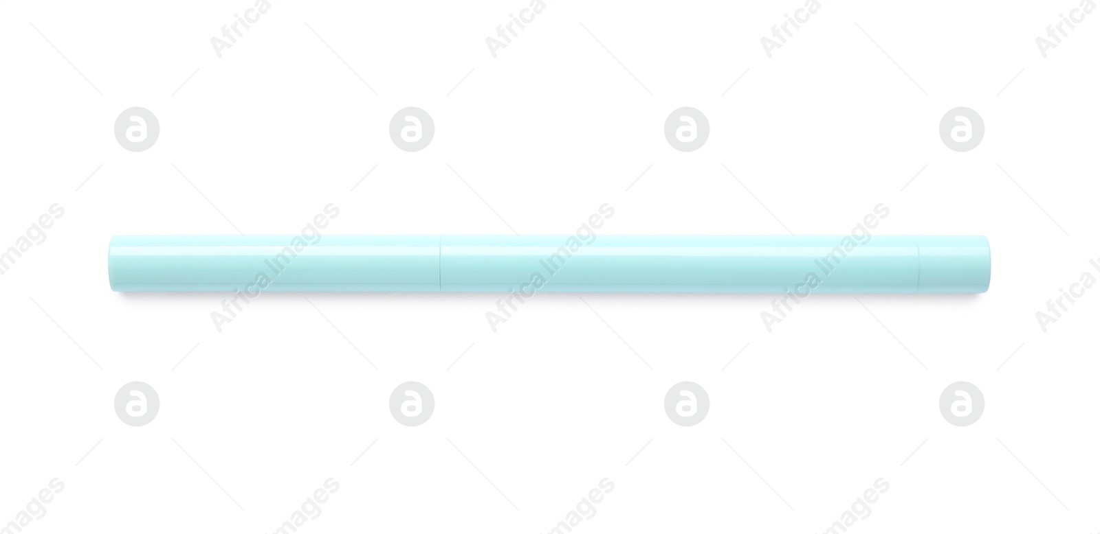 Light blue twist up eye pencil isolated on white, top view Photo of Light blue twist up eye pencil isolated on white, top view