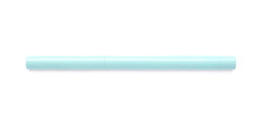 Photo of Light blue twist up eye pencil isolated on white, top view