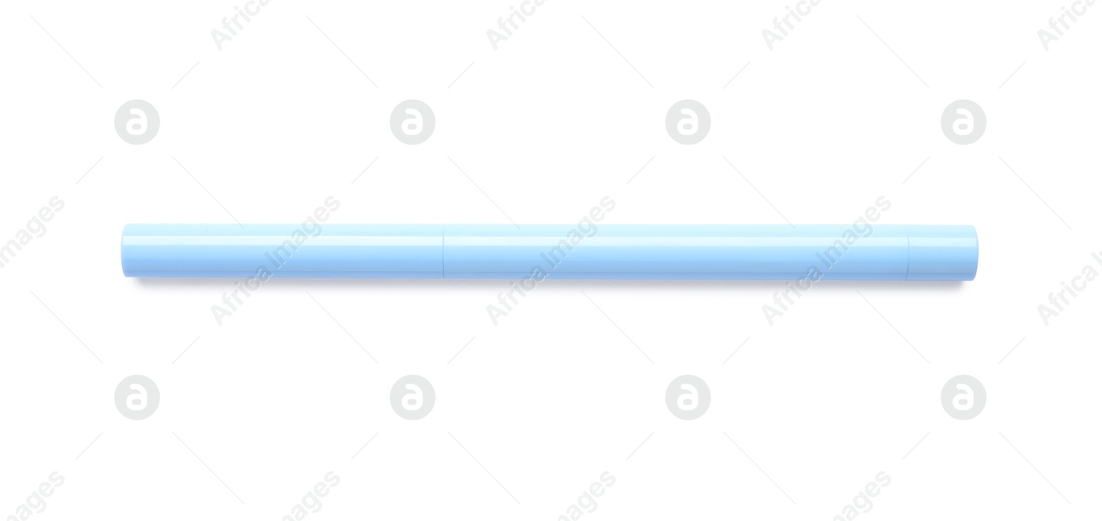 Light blue twist up eye pencil isolated on white, top view Photo of Light blue twist up eye pencil isolated on white, top view