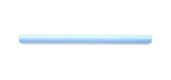 Photo of Light blue twist up eye pencil isolated on white, top view