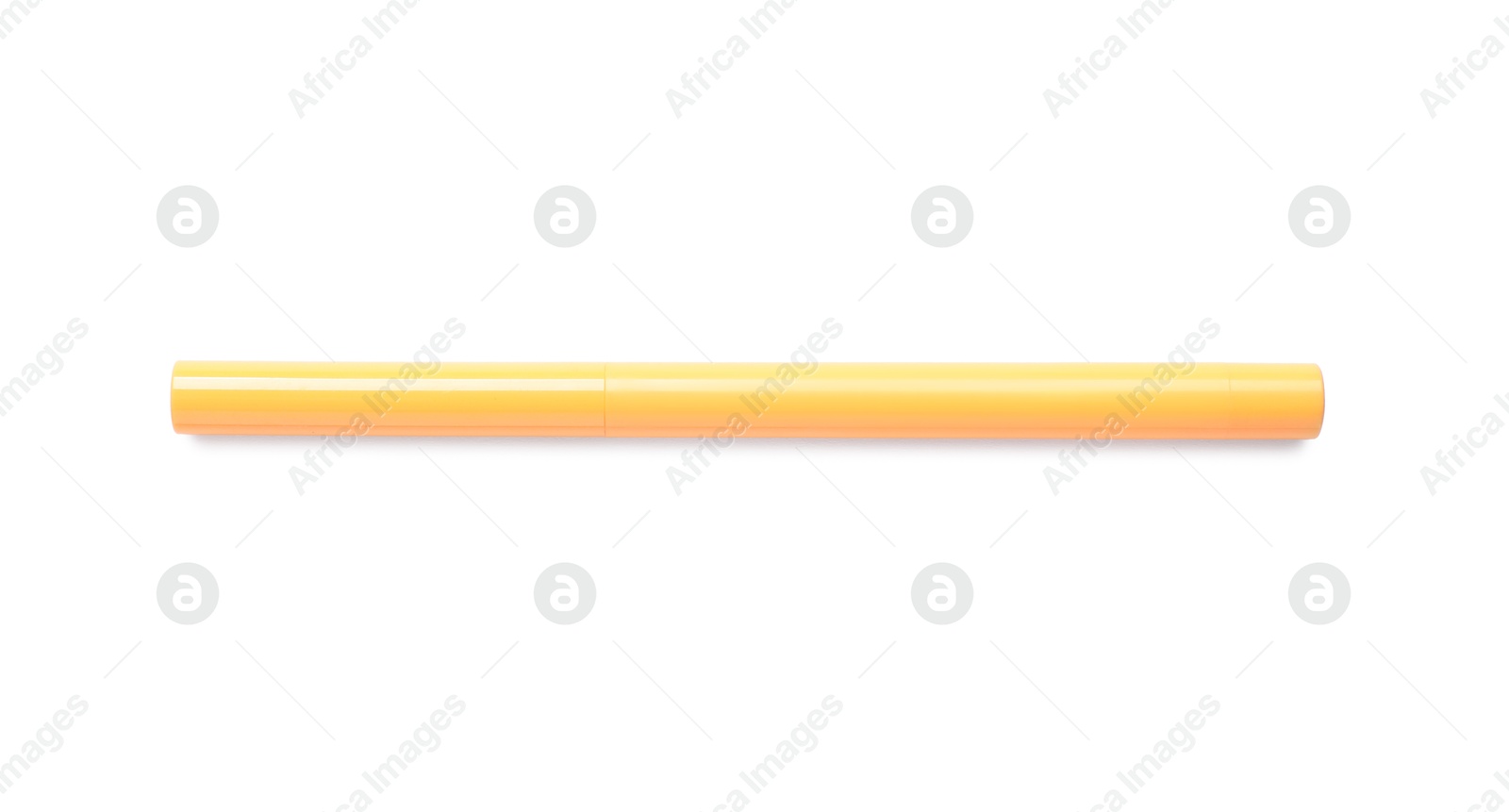 Yellow twist up eye pencil isolated on white, top view Photo of Yellow twist up eye pencil isolated on white, top view