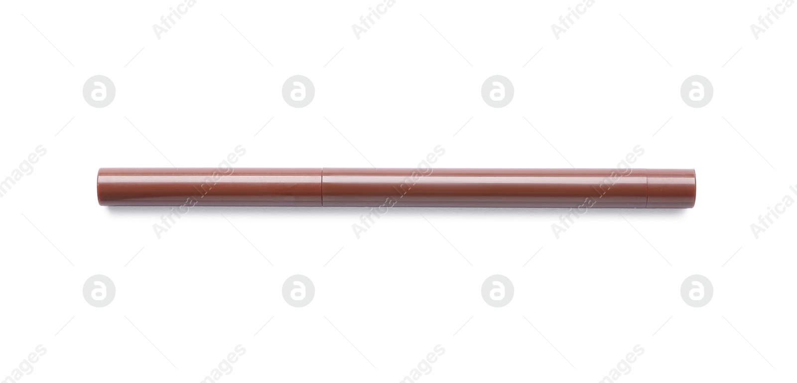 Brown twist up eye pencil isolated on white, top view Photo of Brown twist up eye pencil isolated on white, top view