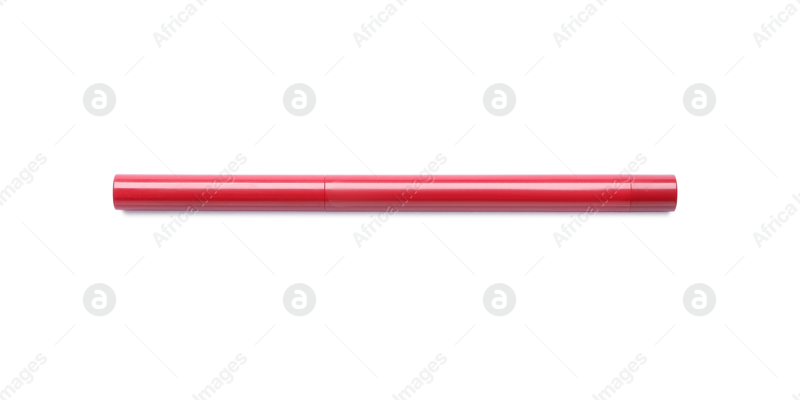 Red twist up eye pencil isolated on white, top view Photo of Red twist up eye pencil isolated on white, top view