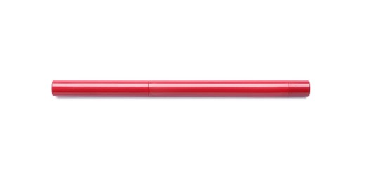 Photo of Red twist up eye pencil isolated on white, top view