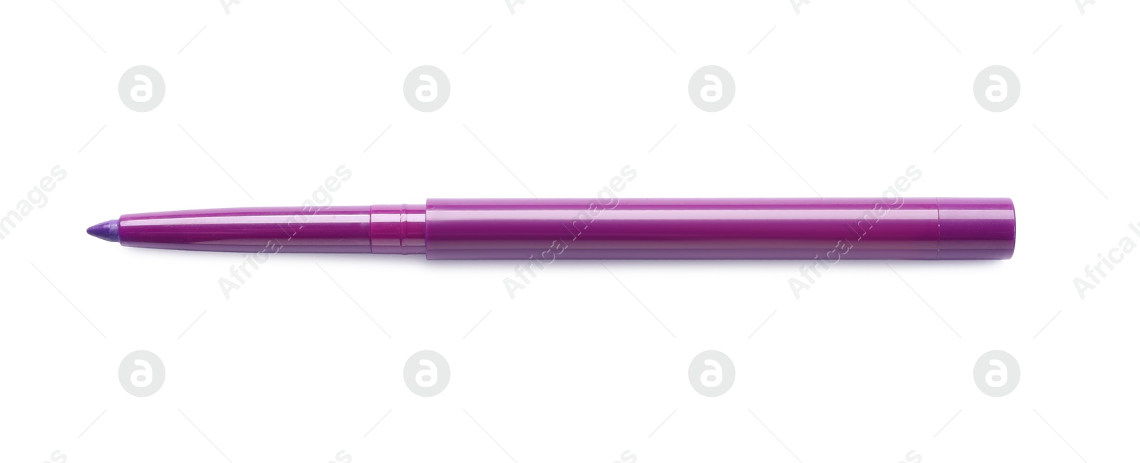 Purple twist up eye pencil isolated on white, top view Photo of Purple twist up eye pencil isolated on white, top view