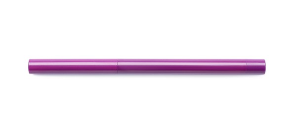 Photo of Purple twist up eye pencil isolated on white, top view